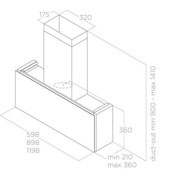 Máy hút mùi áp tường Elica RULES BL/F/120 PRF0163753 8 Kích thước máy hút mùi áp tường Elica RULES BL/F/120 PRF0163753