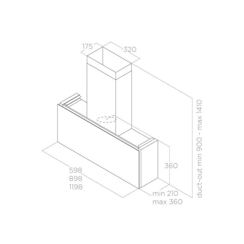 Kích thước máy hút mùi áp tường Elica RULES BL/F/90 PRF0163751 Kích thước máy hút mùi áp tường Elica RULES BL/F/90 PRF0163751