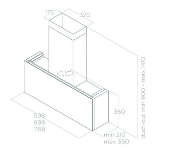 Máy hút mùi áp tường Elica RULES DEKT/F/120 PRF0163756 7 Kích thước máy hút mùi áp tường Elica RULES DEKT/F/120 PRF0163756