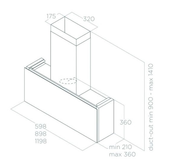 Máy hút mùi áp tường Elica RULES DEKT/F/90 PRF0163754 7 Kích thước máy hút mùi áp tường Elica RULES DEKT/F/90 PRF0163754