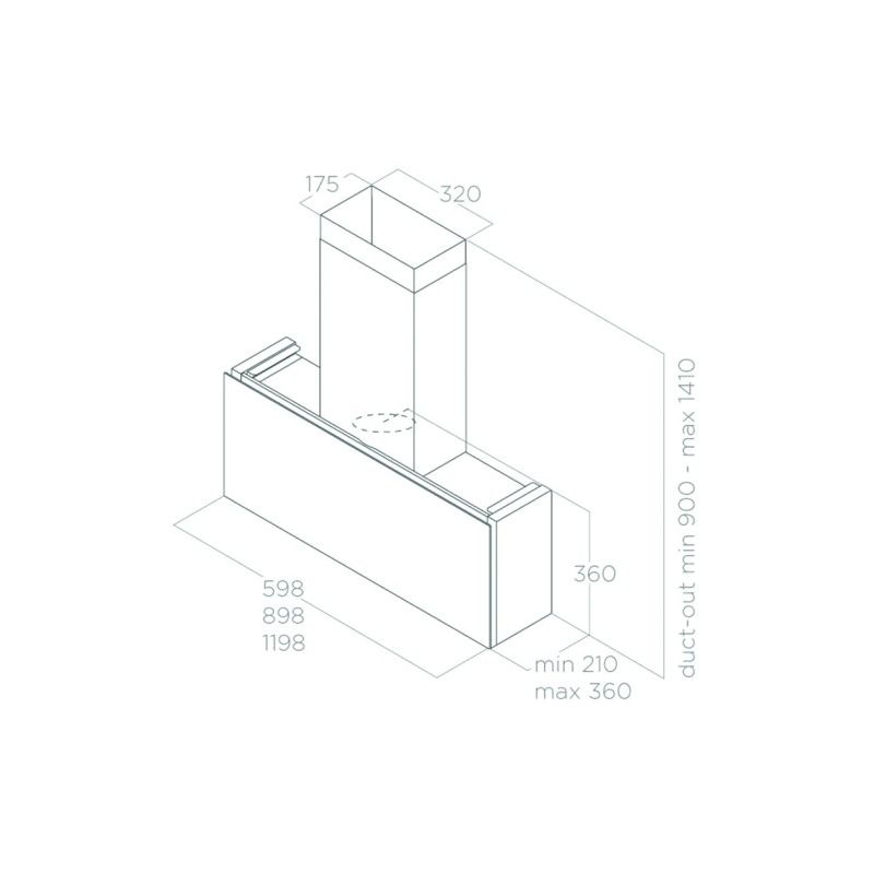 Kích thước máy hút mùi áp tường Elica RULES DEKT/F/90 PRF0163754 Kích thước máy hút mùi áp tường Elica RULES DEKT/F/90 PRF0163754