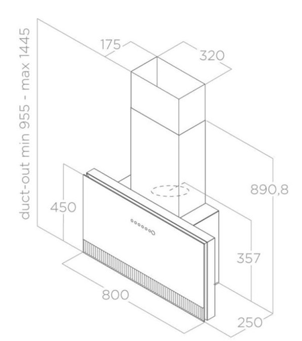 Máy hút mùi áp tường Elica SUPER PLAT BL/F/80 PRF0164980 9 Kích thước máy hút mùi áp tường Elica SUPER PLAT BL/F/80 PRF0164980