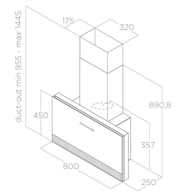 Máy hút mùi áp tường Elica SUPER PLAT GR/F/80 PRF0165017 8 Kích thước máy hút mùi áp tường Elica SUPER PLAT GR/F/80 PRF0165017