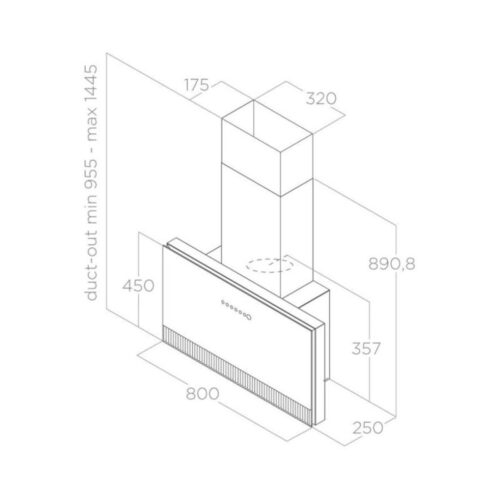 Máy hút mùi áp tường Elica SUPER PLAT GR/F/80 PRF0165017 6 Kích thước máy hút mùi áp tường Elica SUPER PLAT GR/F/80 PRF0165017