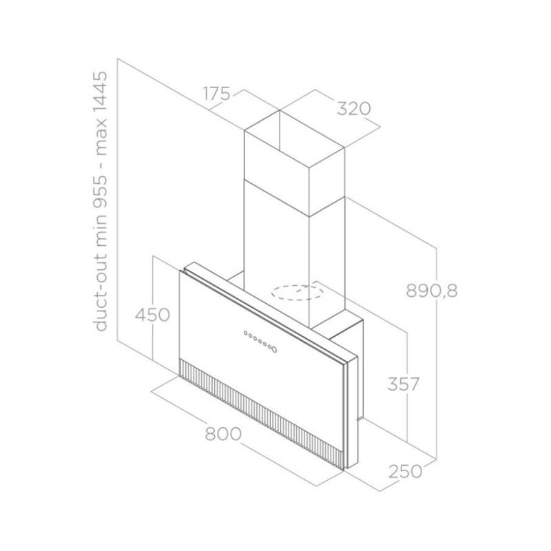 Kích thước máy hút mùi áp tường Elica SUPER PLAT GR/F/80 PRF0165017 Kích thước máy hút mùi áp tường Elica SUPER PLAT GR/F/80 PRF0165017