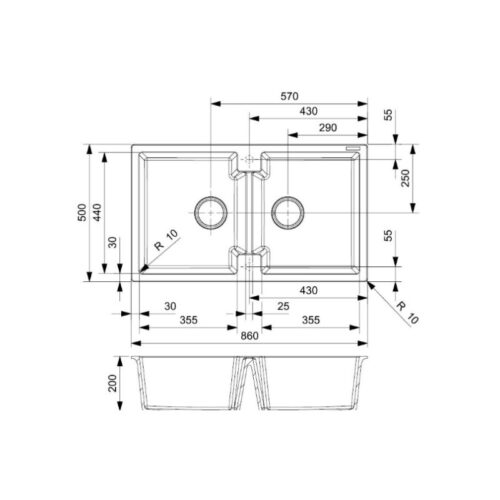 Chậu rửa bát 2 hố Reginox AMSTERDAM 20 HMH.R31018 3 Thiết kế của chậu rửa bát 2 hố Reginox AMSTERDAM 20 HMH.R31018