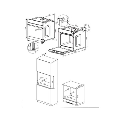 Lò nướng âm tủ 77L Fagor 8H-185TFTN A 3 Thiết kế lắp đặt của lò nướng âm tủ 77L Fagor 8H-185TFTN A