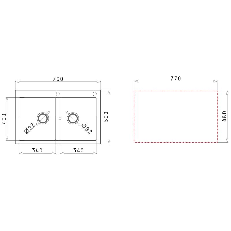 Kích thước chậu rửa bát Elica Pyragranite Alazia 2B – Mocha 79811211 Kích thước chậu rửa bát Elica Pyragranite Alazia 2B – Mocha 79811211