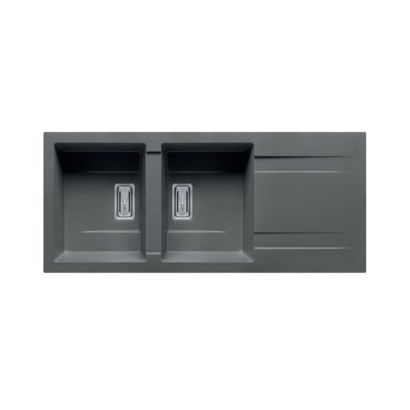 Chậu rửa chén đá 2 hố Elica Pyragranite Kartesio 2B 1D Iron Grey 70055511 Chậu rửa chén đá 2 hố Elica Pyragranite Kartesio 2B 1D Iron Grey 70055511