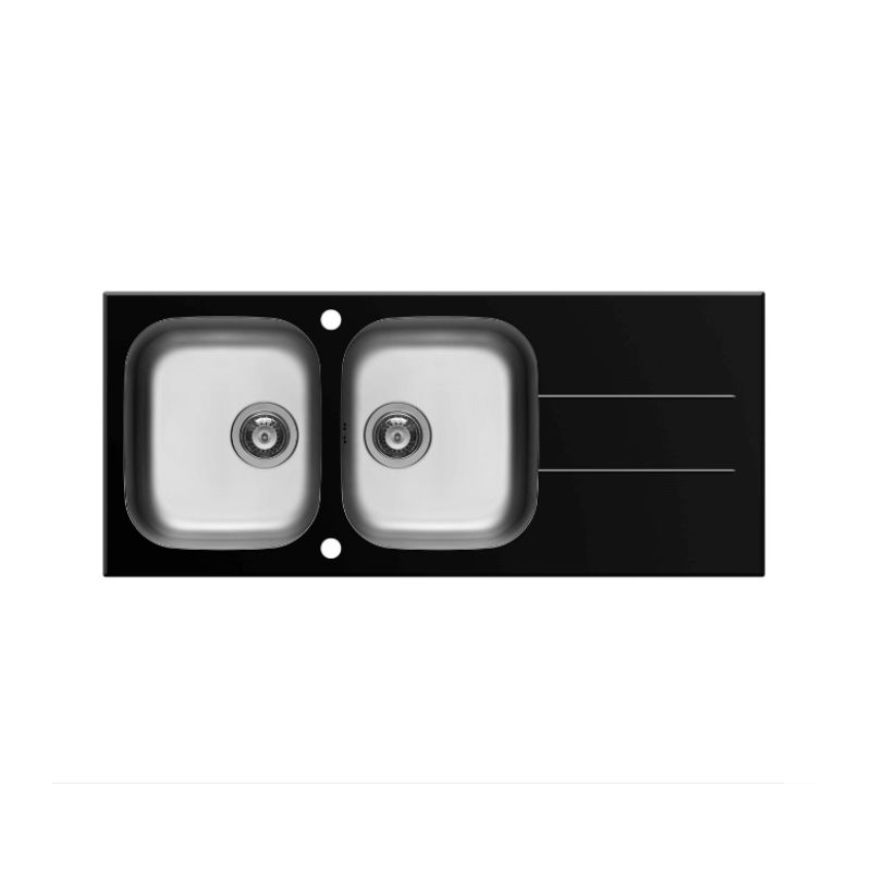 Chậu rửa chén inox 2 hố Elica Concerto 2B 1D – Black 109501630 Chậu rửa chén inox 2 hố Elica Concerto 2B 1D – Black 109501630