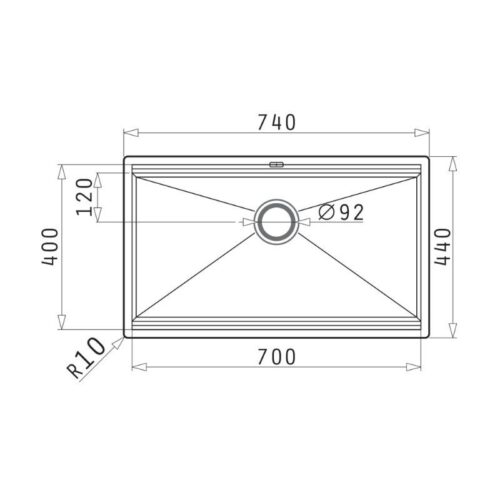 Chậu rửa bát 1 hố Elica Pyramis Zeus 0101061901 4 Kích thước chậu rửa bát 1 hố Elica Pyramis Zeus 0101061901