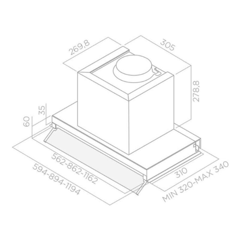 Kích thước máy hút mùi âm tủ Elica PRF0114760 Kích thước máy hút mùi âm tủ Elica PRF0114760