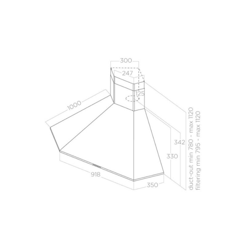 Kích thước máy hút mùi áp tường Elica PRF0121267A Kích thước máy hút mùi áp tường Elica PRF0121267A
