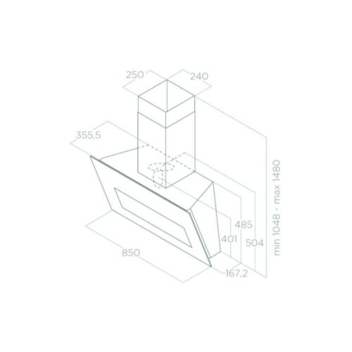 Máy hút mùi áp tường Elica BLOOM-S DEKT/A/85 PRF0164475 5 Kích thước máy hút mùi áp tường Elica BLOOM-S DEKT/A/85 PRF0164475