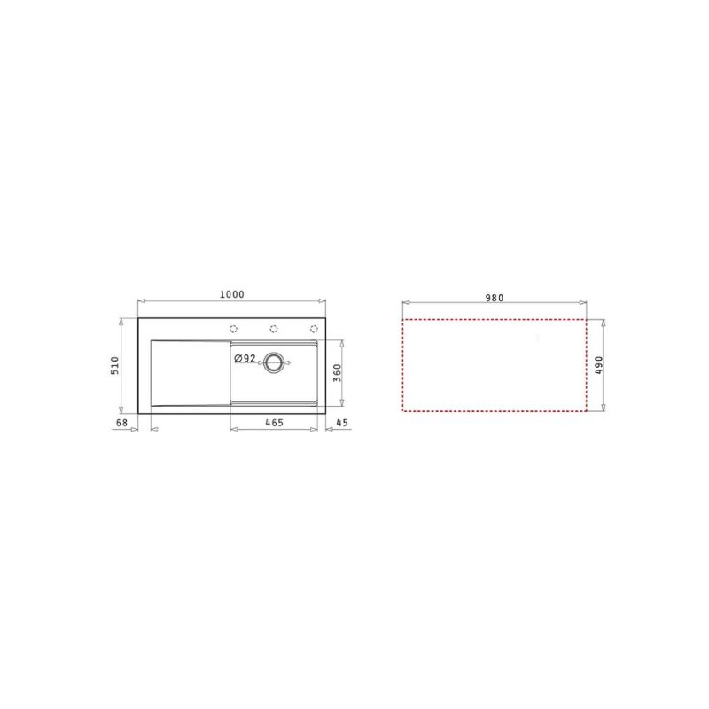 Thiết kế của chậu rửa bát Elica Tekton 1B 1D Snow 70017211 Thiết kế của chậu rửa bát Elica Tekton 1B 1D Snow 70017211
