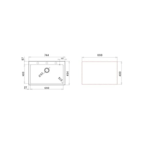 Chậu rửa chén đá 1 hố Elica Pyragranite Istros 1B Iron Grey 070049611 3 Thiết kế của chậu rửa chén đá 1 hố Elica Pyragranite Istros 1B Iron Grey 070049611