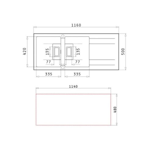 Chậu rửa chén đá 2 hố Elica Pyragranite Kartesio 2B 1D Carbon 0700055111 3 Thiết kế của chậu rửa chén đá 2 hố Elica Pyragranite Kartesio 2B 1D Carbon 0700055111