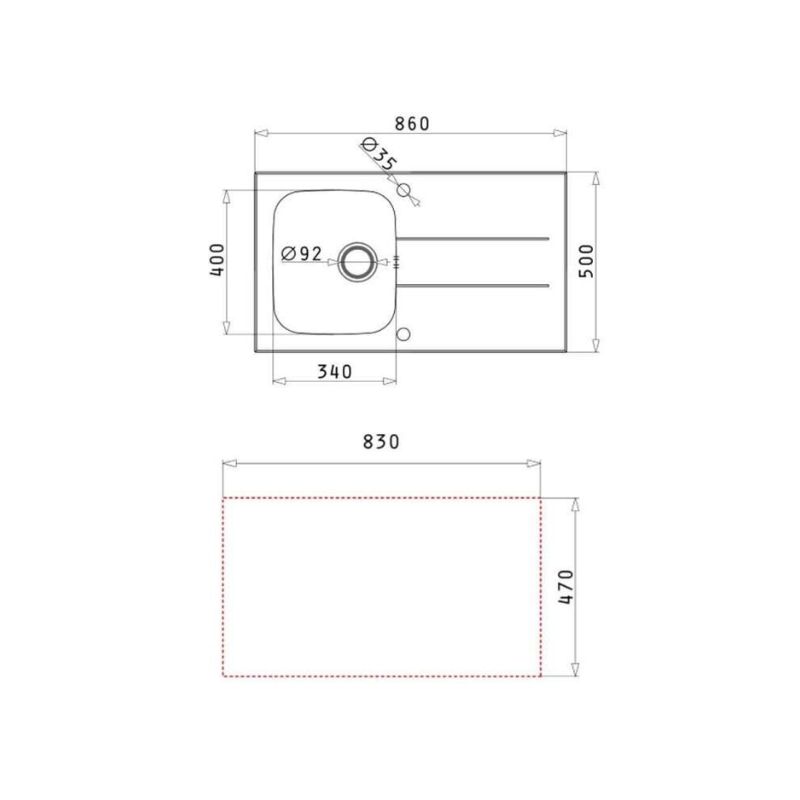 Thiết kế của chậu rửa chén inox 1 hố Elica Concerto 1B 1D – White 109501330 Thiết kế của chậu rửa chén inox 1 hố Elica Concerto 1B 1D – White 109501330