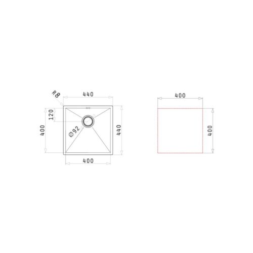 Chậu rửa chén inox 1 hố Elica Tetragon 1B 100090201 3 Thiết kế của chậu rửa chén inox 1 hố Elica Tetragon 1B 100090201