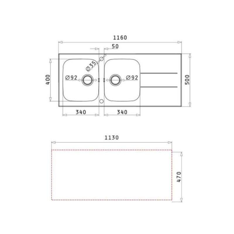 Thiết kế của chậu rửa chén inox 2 hố Elica Concerto 2B 1D – Black 109501630 Thiết kế của chậu rửa chén inox 2 hố Elica Concerto 2B 1D – Black 109501630