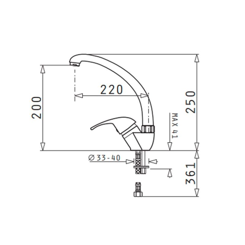 Thiết kế của vòi rửa chén Elica Chrome 96701001 Thiết kế của vòi rửa chén Elica Chrome 96701001