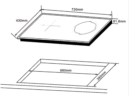 Bếp từ kết hợp hồng ngoại 2 vùng nấu Hafele HC-H7321B 536.61.856 6 Kích thước bếp từ kết hợp hồng ngoại 2 vùng nấu Hafele HC-H7321B 536.61.856