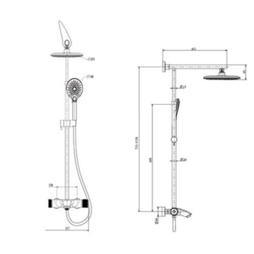 Sen cây tắm nóng lạnh Paul Schmitt PA501R 3 Kích thước sen cây tắm nóng lạnh Paul Schmitt PA501R