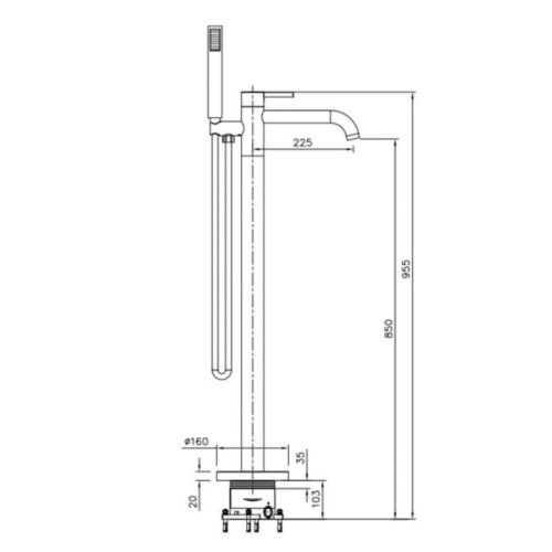 Sen tắm đặt sàn Paul Schmitt PA606W 3 Kích thước sen tắm đặt sàn Paul Schmitt PA606W