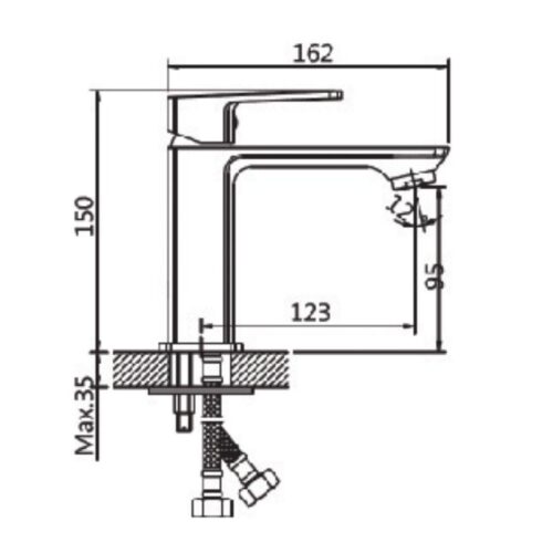 Vòi chậu lavabo nóng lạnh Paul Schmitt PA012FH 3 Kích thước vòi chậu lavabo nóng lạnh Paul Schmitt PA012FH