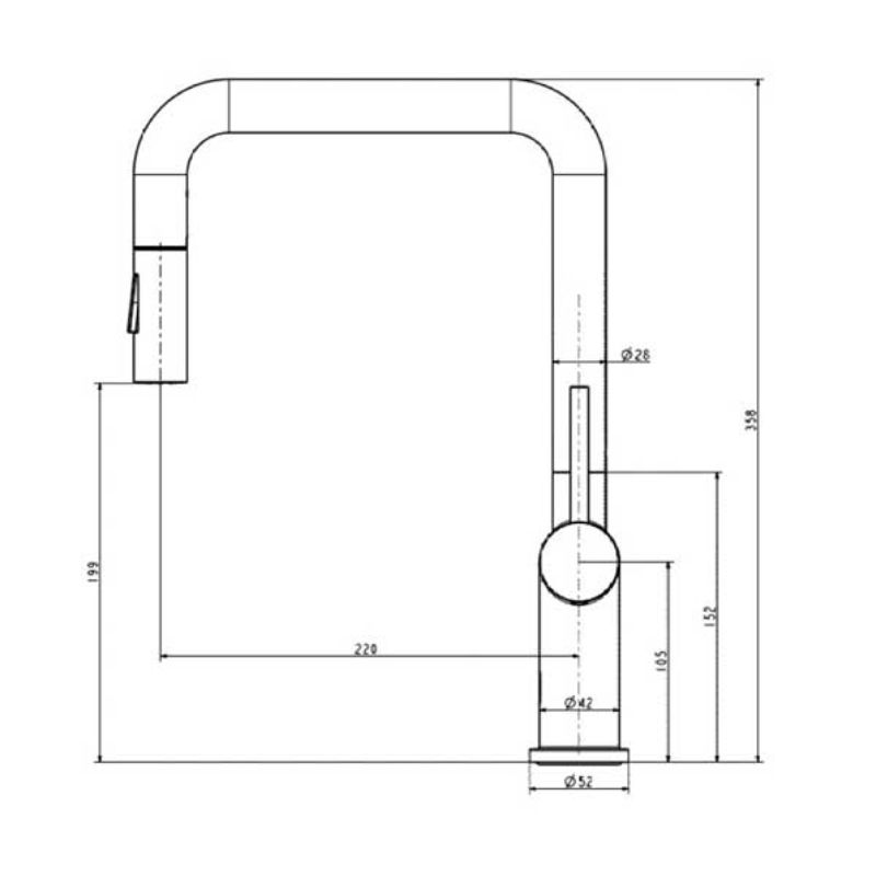 Kích thước vòi rửa bát nóng lạnh Paul Schmitt PA314K có dây rút Kích thước vòi rửa bát nóng lạnh Paul Schmitt PA314K có dây rút