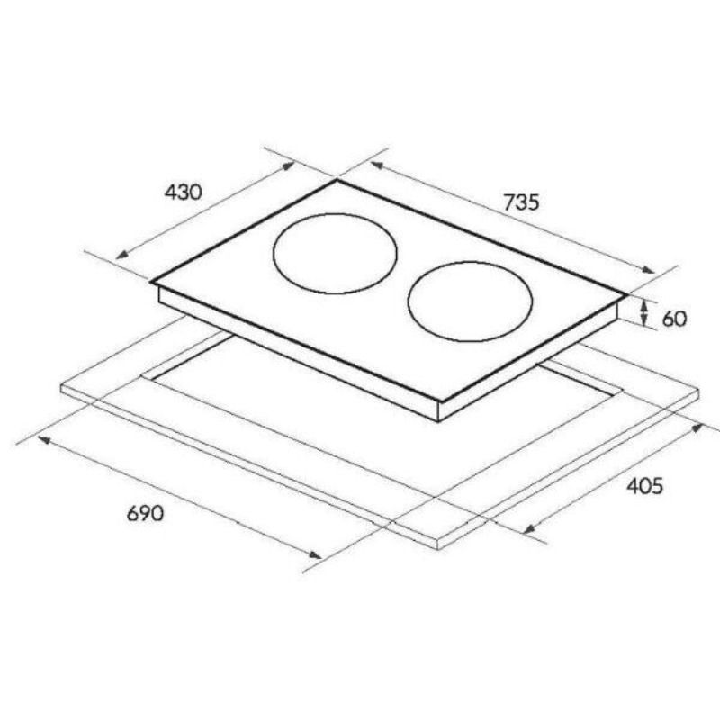 Kích thước bếp từ đôi Eurosun EU-T756 lắp âm Kích thước bếp từ đôi Eurosun EU-T756 lắp âm