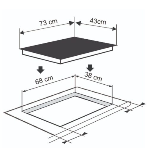 Bếp từ đôi bán âm Richborn RI7343H28M 3 Kích thước bếp từ đôi bán âm Richborn RI7343H28M