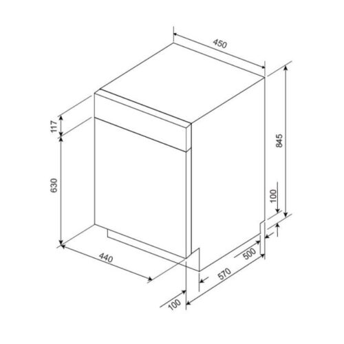 Máy rửa bát độc lập Malloca MDW10-BS08FS 5 Kích thước của máy rửa bát độc lập Malloca MDW10-BS08FS
