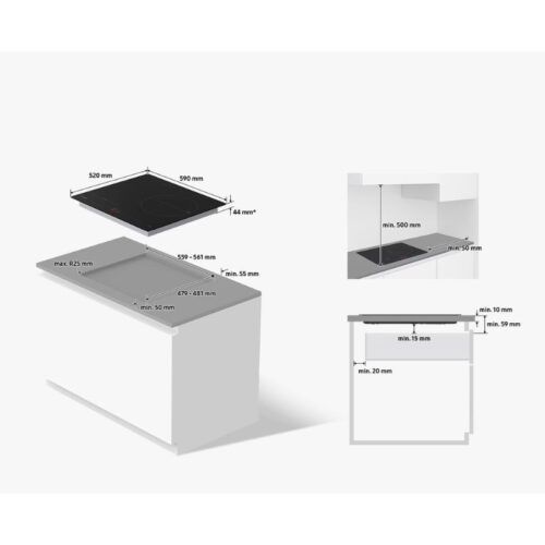 Bếp từ 3 vùng nấu Samsung NZ63B5046FK/SV lắp âm 4 Kích thước bếp từ 3 vùng nấu Samsung NZ63B5046FK/SV lắp âm