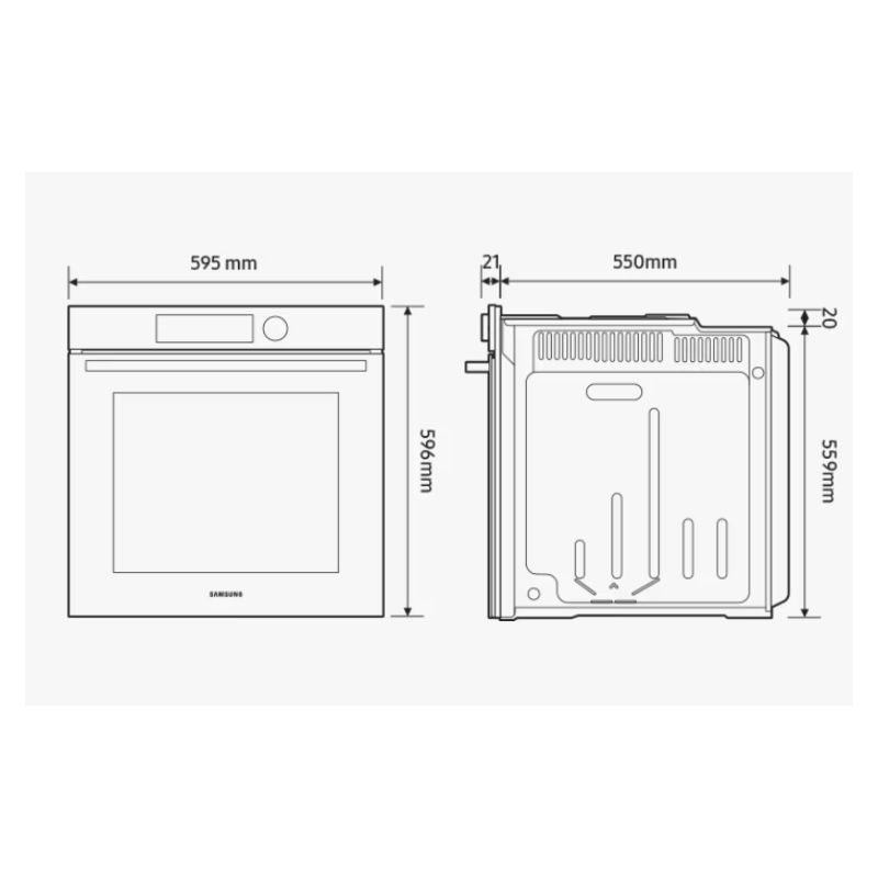 Kích thước lò nướng âm tủ 76 lít Samsung Bespoke NV7B6675CAA/SV Kích thước lò nướng âm tủ 76 lít Samsung Bespoke NV7B6675CAA/SV