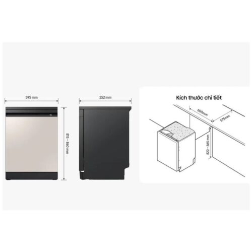 Máy rửa bát độc lập Samsung Bespoke DW60CB750FAPSV 7 Kích thước máy rửa bát độc lập Samsung Bespoke DW60CB750FAPSV