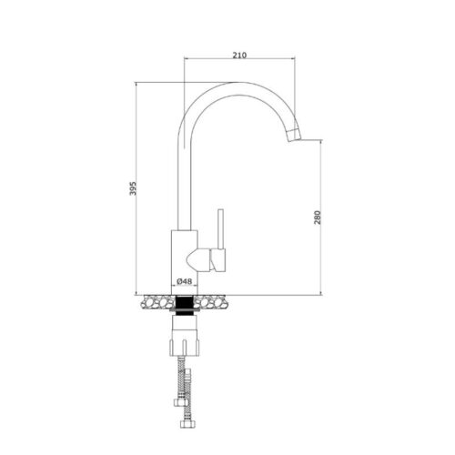 Vòi rửa bát nóng lạnh Konox Rio 3 Kích thước vòi rửa bát nóng lạnh Konox Rio
