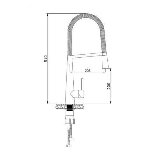 Vòi rửa bát nóng lạnh Konox KN1909 5 Kích thước vòi rửa bát nóng lạnh Konox KN1909