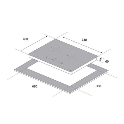 Bếp từ Eurogold 2 vùng nấu EUH3399Pro lắp âm 4 Kích thước bếp từ Eurogold 2 vùng nấu EUH3399Pro lắp âm