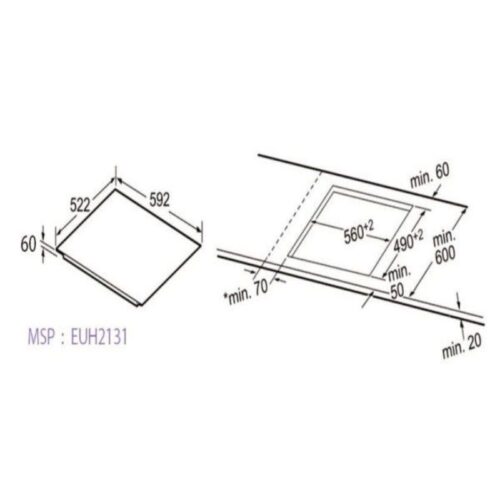 Bếp từ Eurogold 3 vùng nấu EUH2131 lắp âm 4 Kích thước bếp từ Eurogold 3 vùng nấu EUH2131 lắp âm