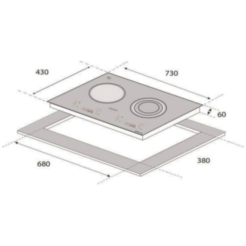 Bếp từ Eurogold EUH2210 2 vùng nấu lắp âm 4 Kích thước hình ảnh bếp từ Eurogold EUH2210 2 vùng nấu lắp âm