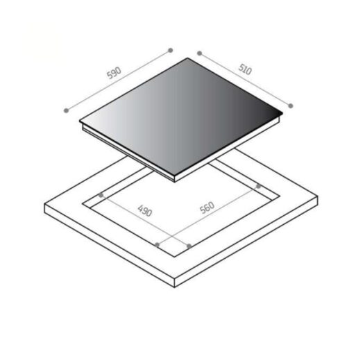 Bếp từ Upscale 4 vùng nấu FC64B lắp âm 3 Kích thước bếp từ Upscale 4 vùng nấu FC64B lắp âm