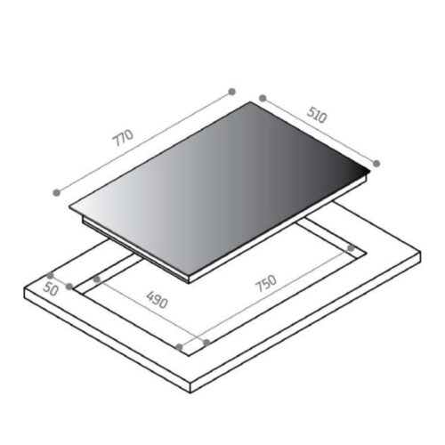 Bếp từ Upscale 4 vùng nấu FI74TW lắp âm 3 Kích thước bếp từ Upscale 4 vùng nấu FI74TW lắp âm