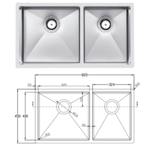 Chậu rửa bát chống xước Eurogold EUC28245EB 3 Kích thước chậu rửa bát chống xước Eurogold EUC28245EB