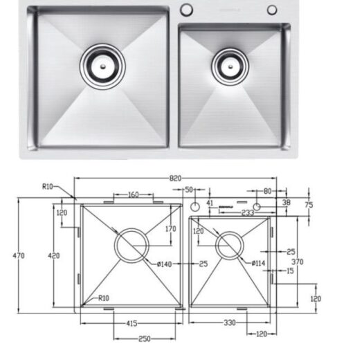 Chậu rửa bát chống xước Eurogold EUC28247EA 3 Kích thước chậu rửa bát chống xước Eurogold EUC28247EA