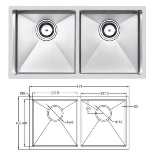 Chậu rửa bát chống xước Eurogold EUC28746EB 3 Kích thước chậu rửa bát chống xước Eurogold EUC28746EB