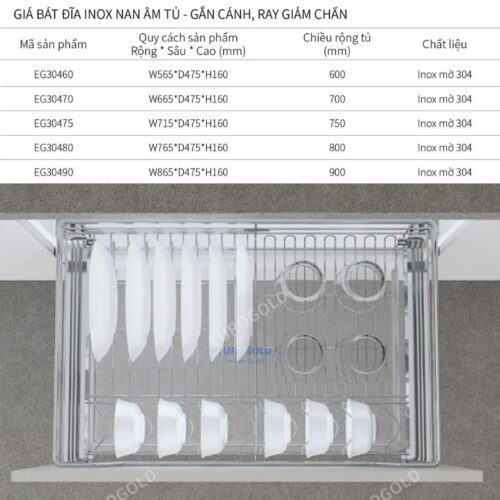 Giá bát đĩa Eurogold EG30470 3 Kích thuớc giá bát đĩa Eurogold EG30470
