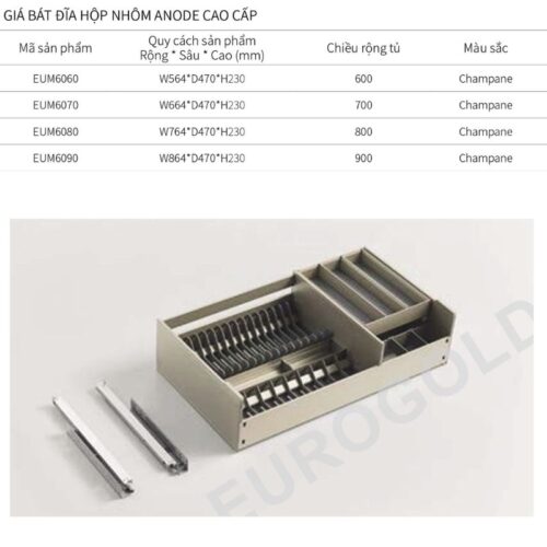 Giá bát đĩa Eurogold EUM6060 3 Kích thước giá bát đĩa Eurogold EUM6090