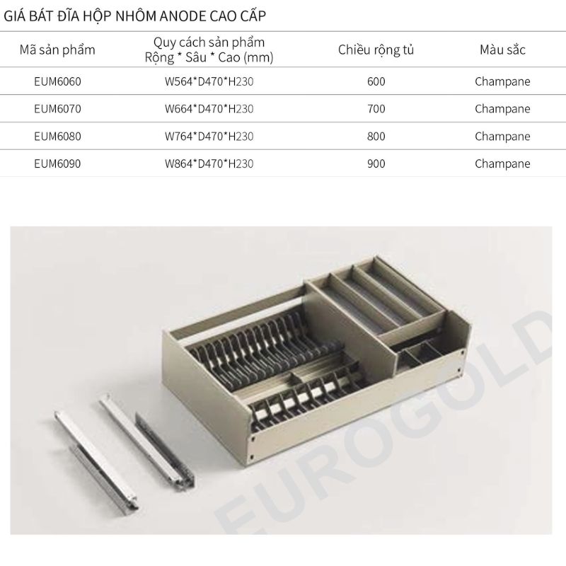 Kích thước giá bát đĩa Eurogold EUM6090 Kích thước giá bát đĩa Eurogold EUM6090