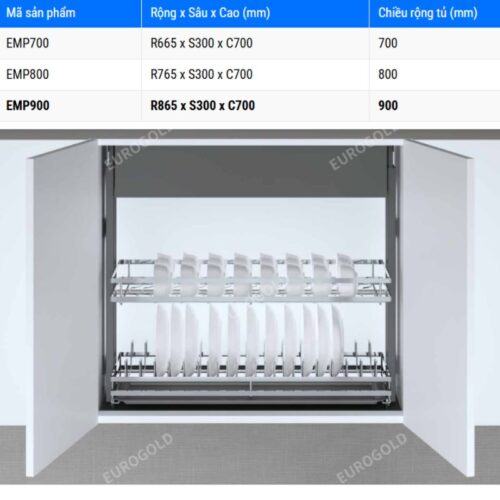 Giá bát nâng hạ điện Eurogold EMP900 3 Kích thước giá bát nâng hạ điện Eurogold EMP900